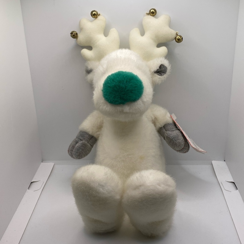 Vintage White Snobell Reindeer Applause 90s Retro Christmas Plush 10 inches